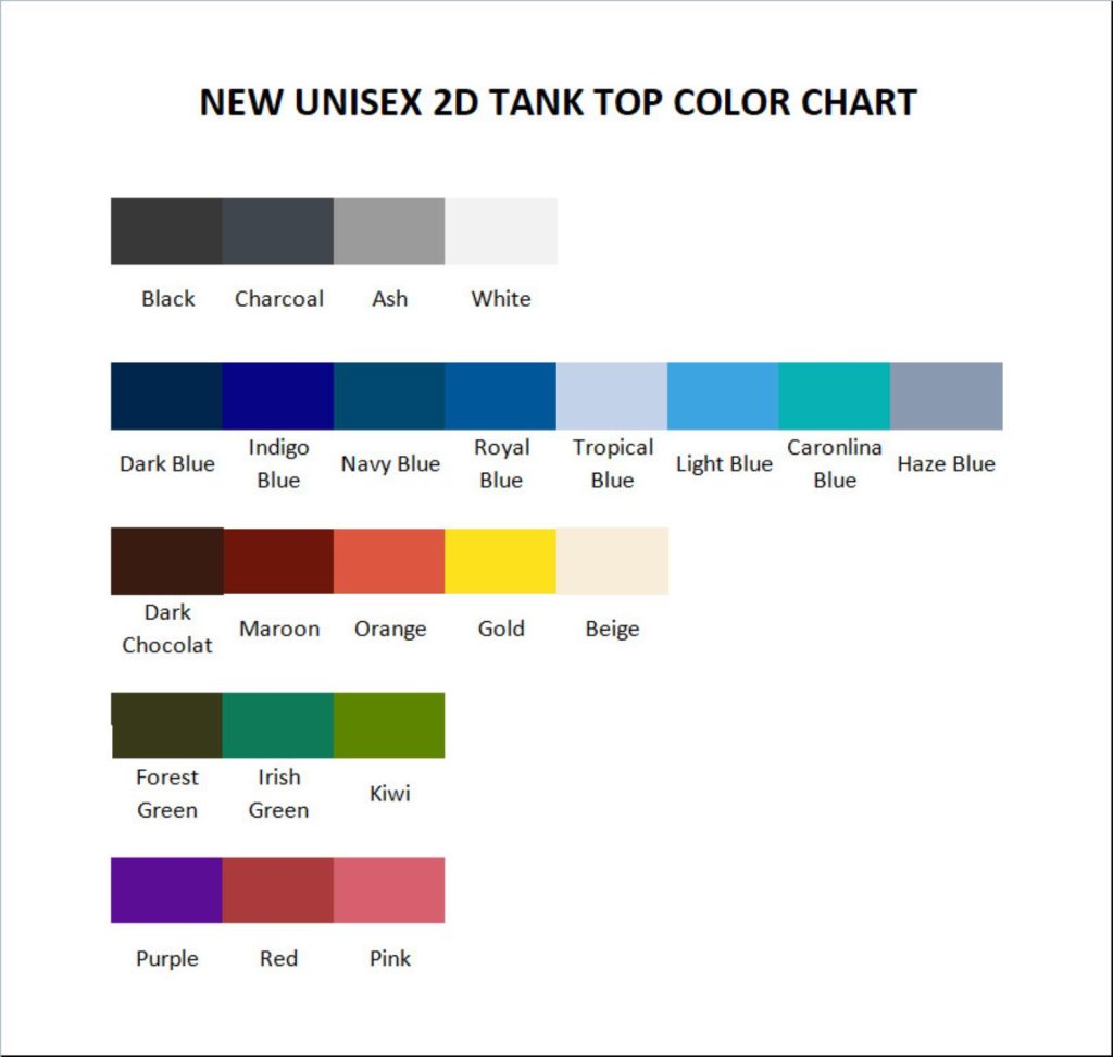 tank top color chart - Labrador Gifts